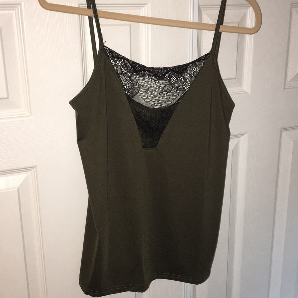 Lace army green camisole